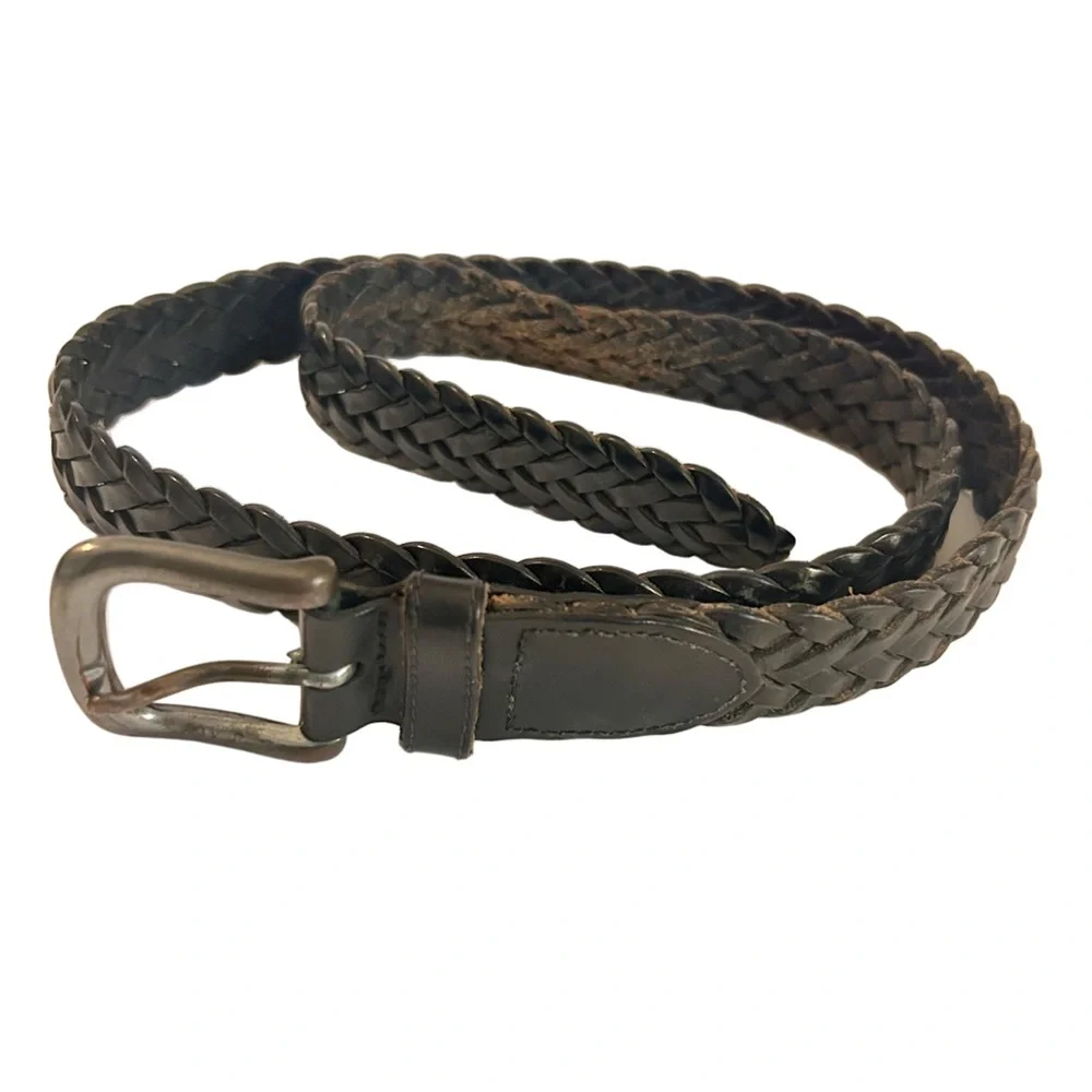 GAP Men’s Braided Genuine Leather Black Belt Size 38